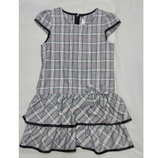 【お値下げ】子供服　ワンピース　グレー系チェック　130cm　Miachacra(ワンピース)