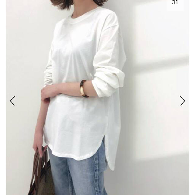 IENA(イエナ)のイエナ 20SS ラウンドテールロングTシャツ 白 新品タグつき レディースのトップス(Tシャツ(長袖/七分))の商品写真