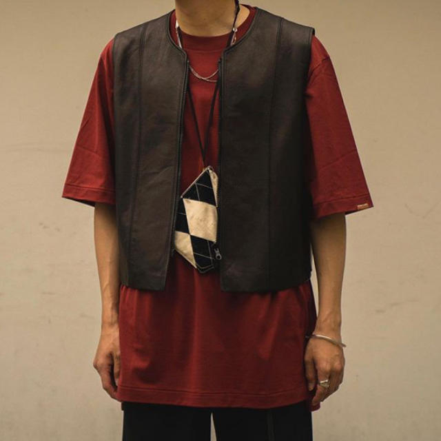 20SS SUNSEA Leather ピス T-Shirt