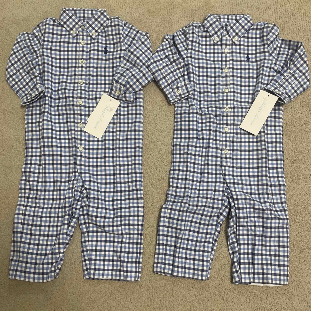 POLO RALPH LAUREN(ポロラルフローレン)の値下げ中！新品！ラルフローレンベビー シャツロンパース2枚 サイズ80 キッズ/ベビー/マタニティのベビー服(~85cm)(ロンパース)の商品写真