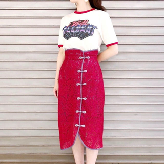 パメオポーズ(PAMEO POSE)のpameo pose macau lace skirt (ロングスカート)