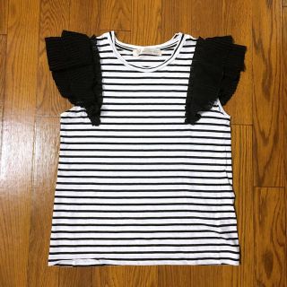 ドットアンドストライプスチャイルドウーマン(Dot&Stripes CHILDWOMAN)のDot&Stripes ボーダープリーツ袖Tシャツ(Tシャツ(半袖/袖なし))