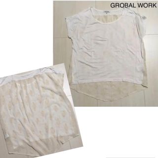 グローバルワーク(GLOBAL WORK)のGROBAL WORK　白半袖Tシャツ　サイズM(Tシャツ(半袖/袖なし))