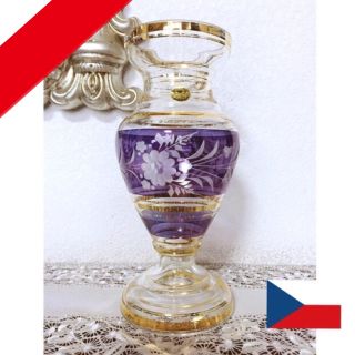 ボヘミア クリスタル(BOHEMIA Cristal)の🇨🇿antique レアパープルの、、、(花瓶)