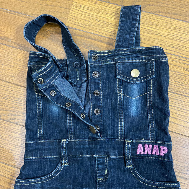 ANAP Kids(アナップキッズ)のANAP デニムジャンバスカート キッズ/ベビー/マタニティのキッズ服女の子用(90cm~)(スカート)の商品写真