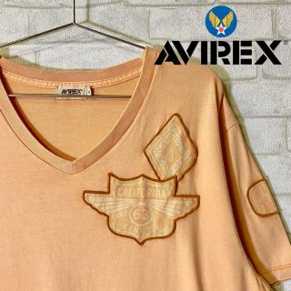 アヴィレックス(AVIREX)のAVIREX アヴィレックス Vネック ヴィンテージ加工 Tシャツ/XLサイズ(Tシャツ/カットソー(半袖/袖なし))