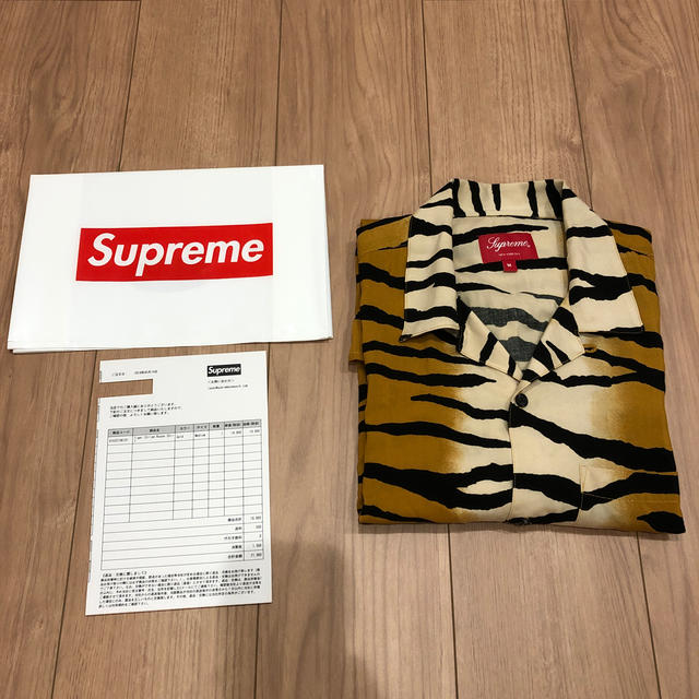 【美品】Supreme タイガー ストライプ レーヨン シャツ M