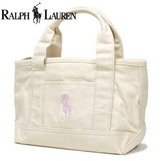 ラルフローレン(Ralph Lauren)の新品未使用 ポロラルフローレン トートバッグ ホワイト ピンク キャンバス(トートバッグ)