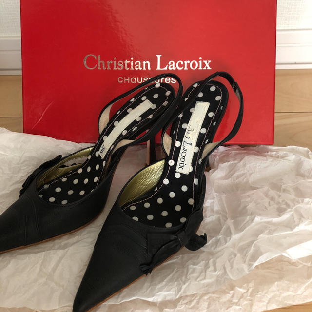 CHRISTIAN LACROIX 美しい黒革のハイヒール パンプス | ejequine.co.uk