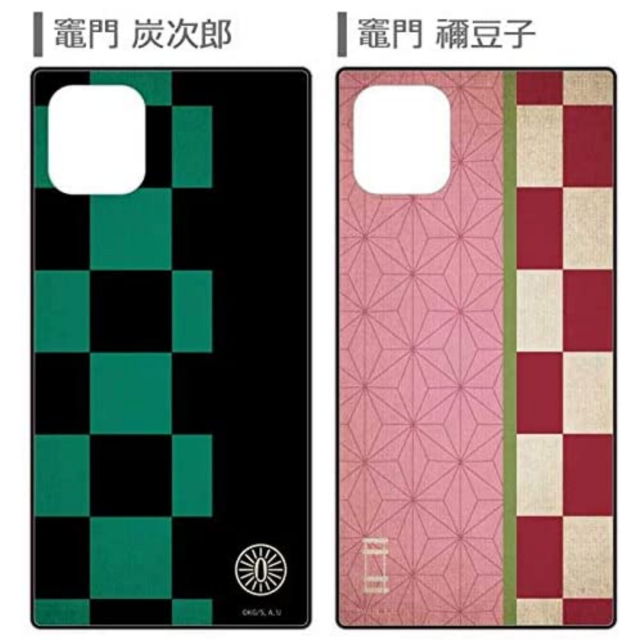 【鬼滅の刃・iPhoneケース】スクエア ガラス カバー ハイブリッド 1