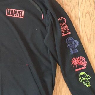 マーベル(MARVEL)の3Lサイズ MARVEL 袖プリント ジップパーカー 黒(パーカー)