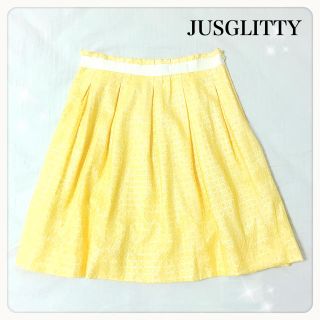 ジャスグリッティー(JUSGLITTY)の♡花柄イエローレースのスカート♡(ひざ丈スカート)