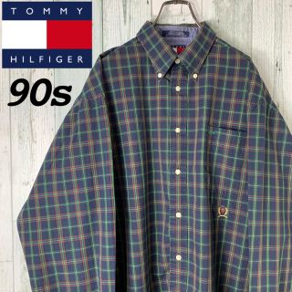 トミーヒルフィガー(TOMMY HILFIGER)の【グッドカラー】トミーヒルフィガー 90s ワンポイント 刺繍 チェック シャツ(シャツ)