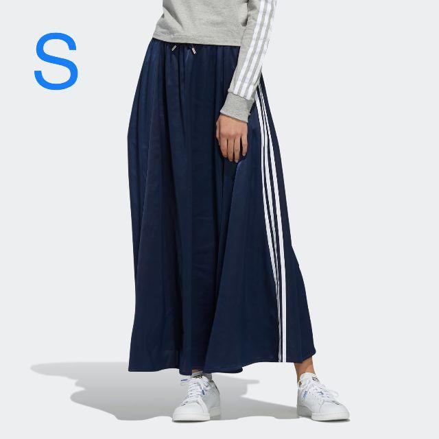 adidas(アディダス)のアディダス　ロングサテンスカート　ネイビー レディースのスカート(ロングスカート)の商品写真