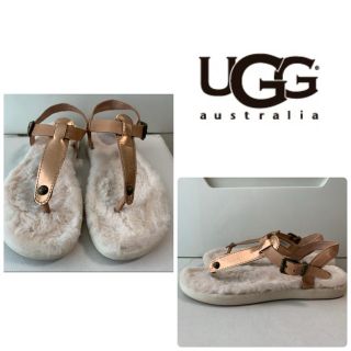 アグ(UGG)のUGG  ピンクゴールドレザー　シープスキン　サンダル(サンダル)