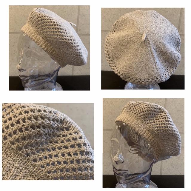 送料込 新品 ベレー帽 サーモ ざっくり 切り替え 透かし 模様編み 男女 gy メンズの帽子(ハンチング/ベレー帽)の商品写真
