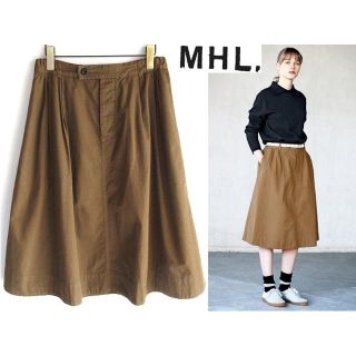 美品 LOOK掲載 MHL スーパーファインCOツイルスカート 3 大きいサイズ