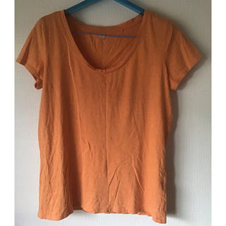 ユニクロ(UNIQLO)のUNIQLO レディース 半袖ティーシャツ Ｌサイズ  綿100% オレンジ(Tシャツ(半袖/袖なし))