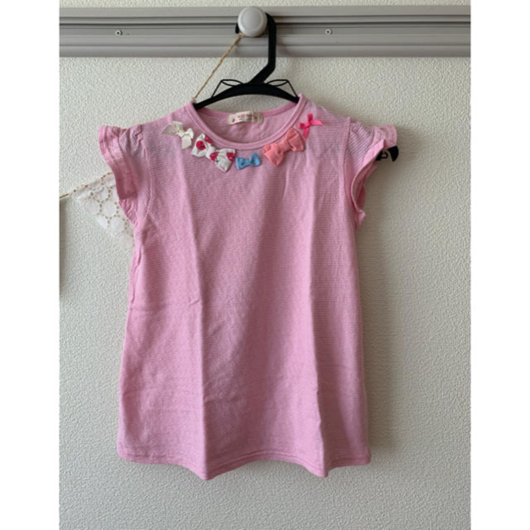 WILL MERY(ウィルメリー)のリボンTシャツ　130cm キッズ/ベビー/マタニティのキッズ服女の子用(90cm~)(Tシャツ/カットソー)の商品写真