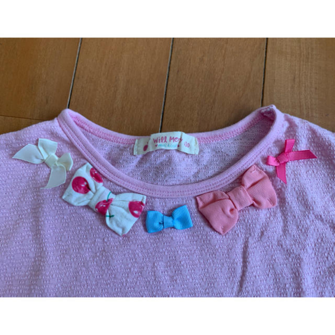 WILL MERY(ウィルメリー)のリボンTシャツ　130cm キッズ/ベビー/マタニティのキッズ服女の子用(90cm~)(Tシャツ/カットソー)の商品写真