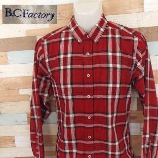 ニッセン(ニッセン)の【B.C FACTORY】 美品 ニッセン レッドチェック柄長袖シャツ M(シャツ)