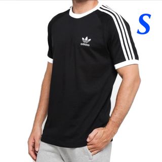 アディダス(adidas)の【メンズＳ】黒　3ストライプ　半袖Ｔシャツ(Tシャツ/カットソー(半袖/袖なし))