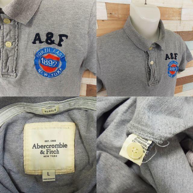 【Abercrombie&Fitch】 美品 アバクロ グレー半袖ポロシャツ L メンズのトップス(ポロシャツ)の商品写真