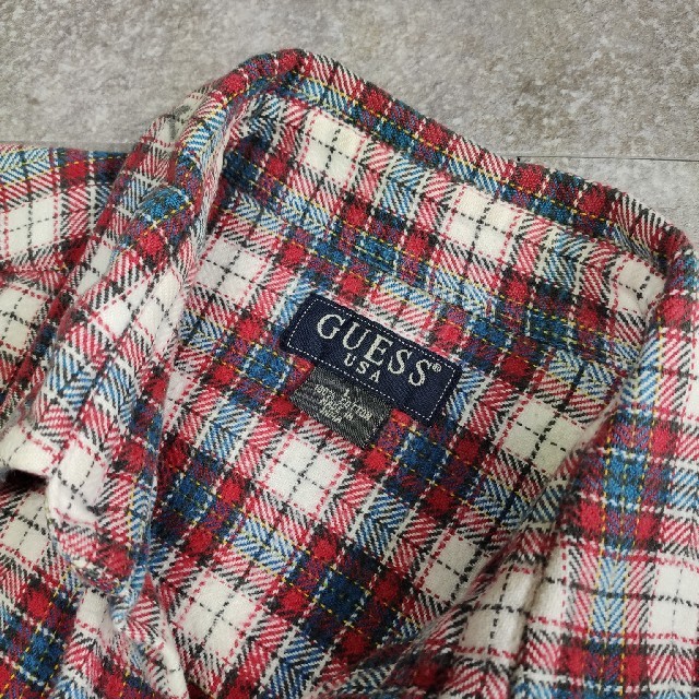 GUESS(ゲス)の【GUESS】ゲス/「？」ロゴワンポイント刺繍/チェックネルシャツ メンズのトップス(シャツ)の商品写真