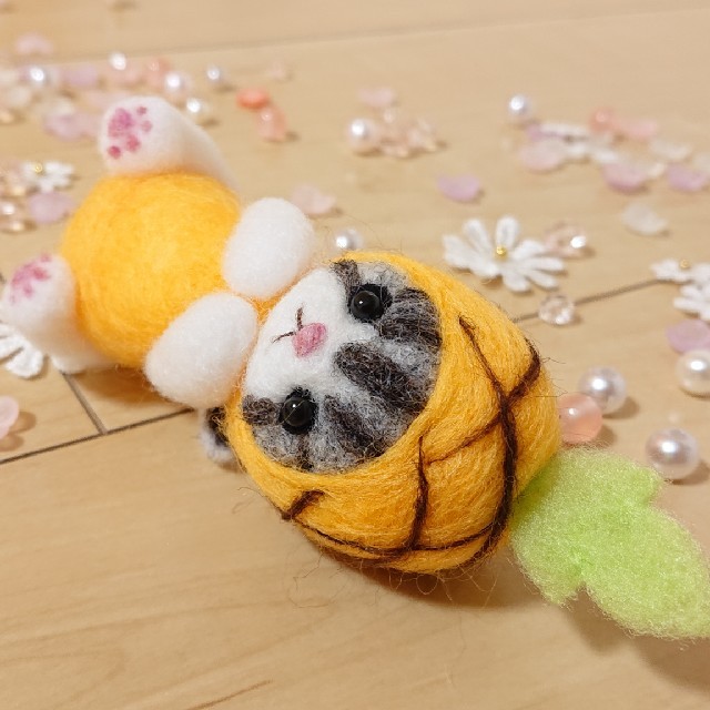 たくみん様専用♪ 羊毛フェルト 癒しパイナップル猫ちゃん♬ 猫 癒し ぬいぐるみ