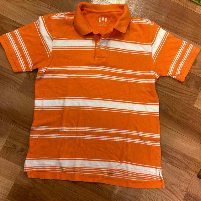 GAP(ギャップ)のGAPオレンジのボーダーポロシャツ160サイズ キッズ/ベビー/マタニティのキッズ服男の子用(90cm~)(Tシャツ/カットソー)の商品写真