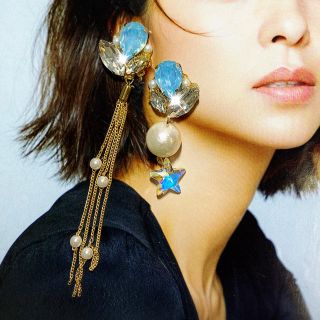 アリシアスタン(ALEXIA STAM)のピアス　イヤリング　ハンドメイド　夏アクセサリー　パールタッセル　水色(ピアス)