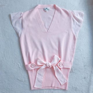 クレージュ(Courreges)の【試着のみ】　クレージュ　ニット　半袖　トップス(カットソー(半袖/袖なし))