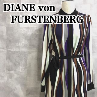 ダイアンフォンファステンバーグ(DIANE von FURSTENBERG)のダイアンフォンファステンバーグ　膝丈ワンピース　シルク混　ストライプ(ひざ丈ワンピース)