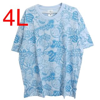 新品 アラレちゃん  総柄 ブルー Tシャツ 4L 人気(Tシャツ/カットソー(半袖/袖なし))