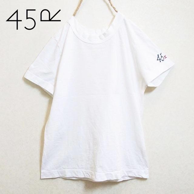 45rpm✨フォーティーファイブ 45R刺繍ロゴ Tシャツ M シロ サイズ2