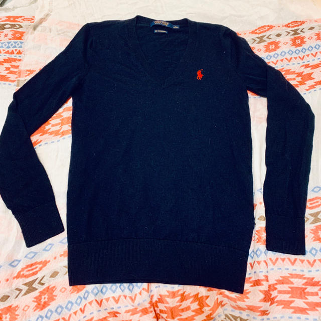 POLO RALPH LAUREN(ポロラルフローレン)のラルフローレン Vネックニット ネイビー レディースのトップス(ニット/セーター)の商品写真