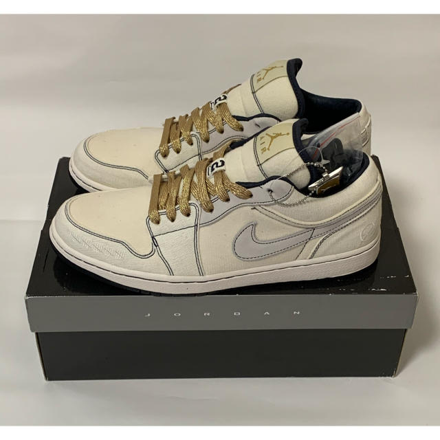 Air Jordan 1 Phat Low Canvas 'Derek Jeter' - Air Jordan - 395669 102 -  sail/drk obsidian-lt chclt-gld