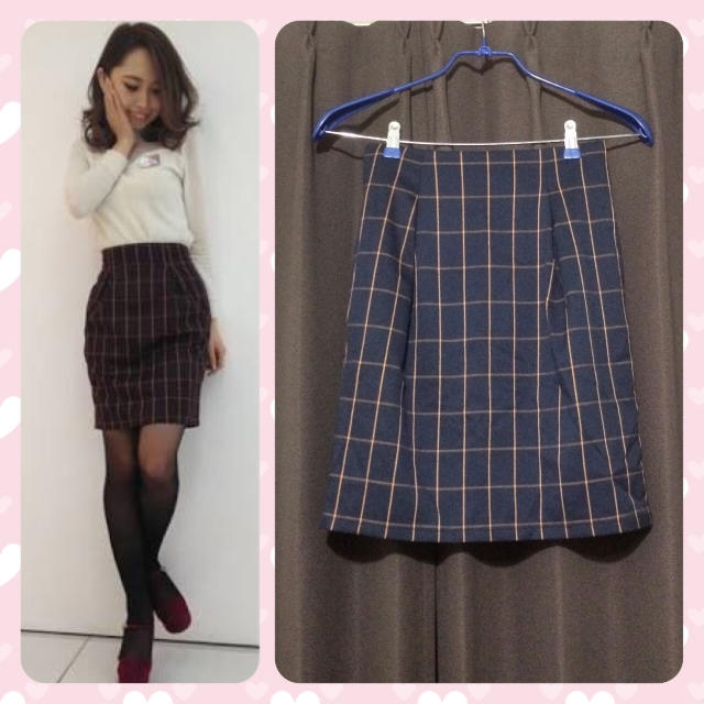 MIIA(ミーア)のタック入りチェックタイトスカート レディースのスカート(ミニスカート)の商品写真