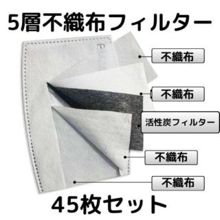 マスク(THE MASK)の値下げ　不織布　不織り布　フィルター　45枚　セット　5層　(日用品/生活雑貨)