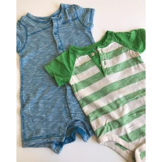 ベビーギャップ(babyGAP)のBabyGap 70cm 半袖ボーダー柄ロンパースセット(ロンパース)