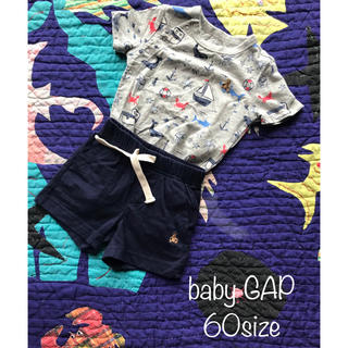ベビーギャップ(babyGAP)のbaby GAP 半袖ロンパース＋短パンセット 3-6m(ロンパース)