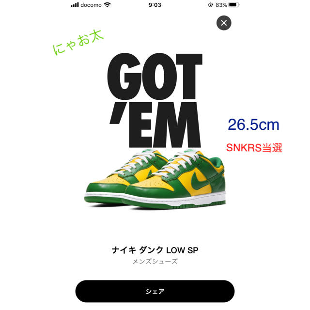 NIKE(ナイキ)のNIKE DUNK LOW SP "BRAZIL" 26.5cm メンズの靴/シューズ(スニーカー)の商品写真