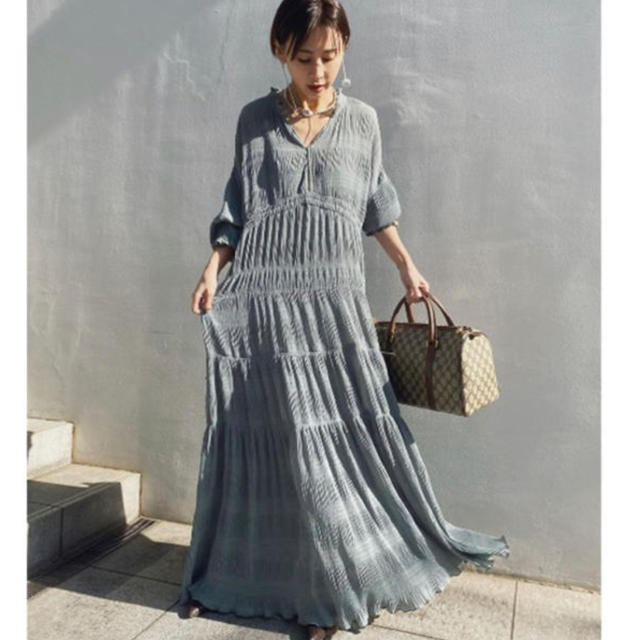 SHIRRING PLEATS DRESS ミント M