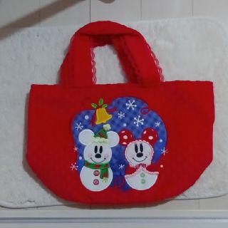 ディズニー(Disney)の売り切り！新品！ミッキー&ミニー　雪だるま　クリスマストートバッグ(トートバッグ)