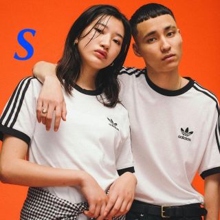 アディダス(adidas)の【メンズＳ】白　3ストライプ　半袖Ｔシャツ(Tシャツ/カットソー(半袖/袖なし))