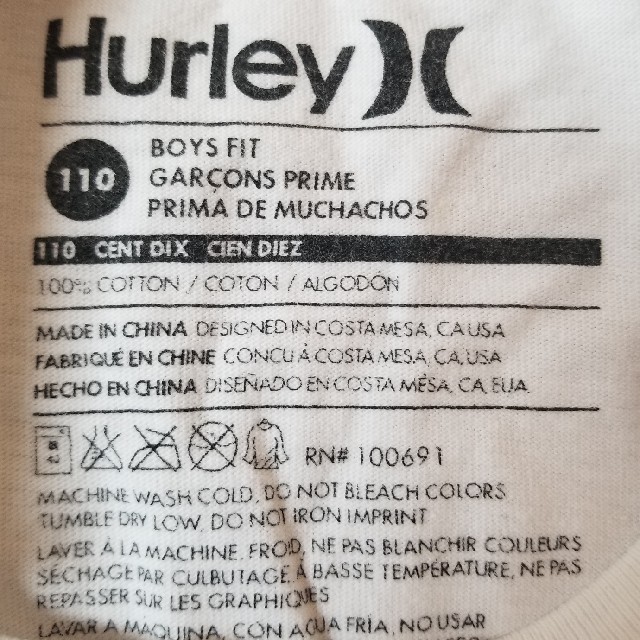 Hurley(ハーレー)の子供服　ハーレー　tシャツ　110cm キッズ/ベビー/マタニティのキッズ服男の子用(90cm~)(Tシャツ/カットソー)の商品写真