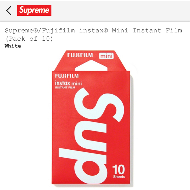 Supreme(シュプリーム)のsupreme fuji film フィルム チェキ スマホ/家電/カメラのカメラ(フィルムカメラ)の商品写真