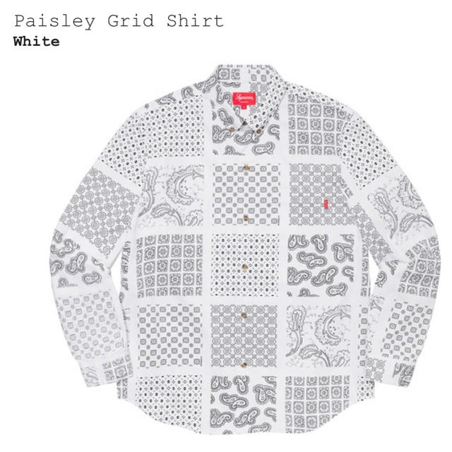 Supreme paisley grid shirt white Mサイズ