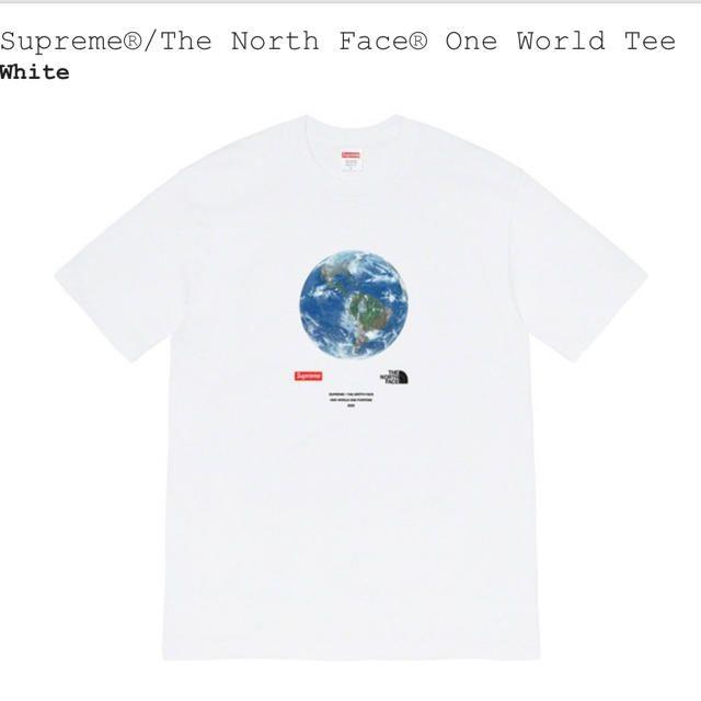 supreme north face one world L whiteTシャツ/カットソー(半袖/袖なし)