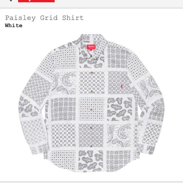 メンズSupreme paisley grid shirt white Lサイズ - シャツ